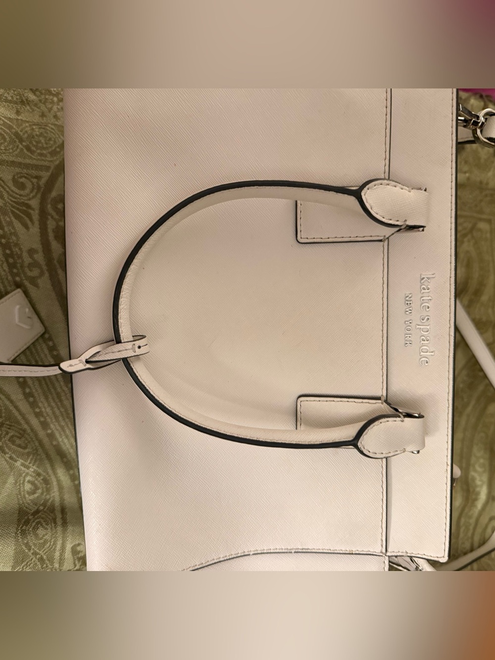 kate spade White Saffiano Leather Top-Handle Tote